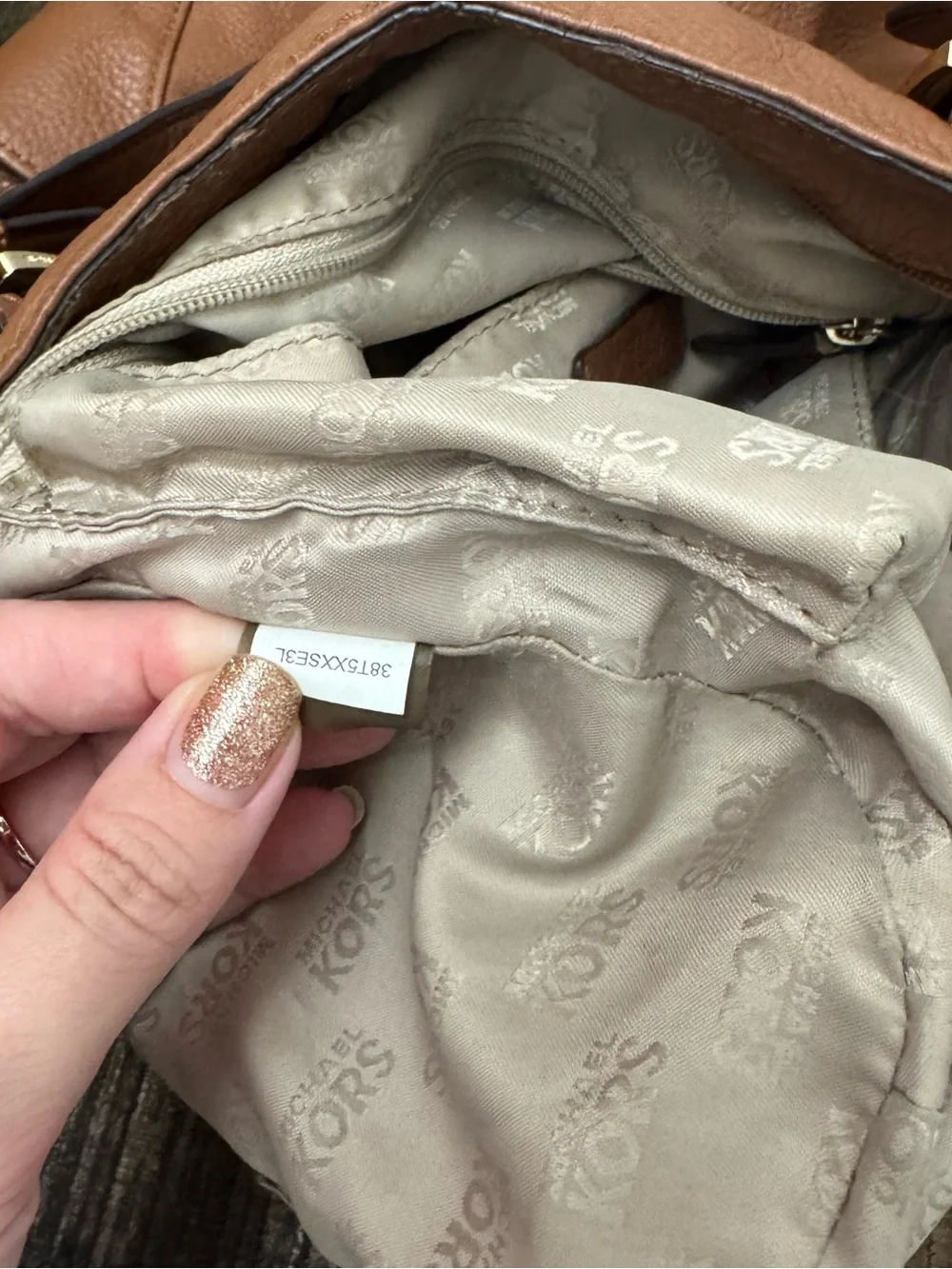 Michael Kors Tan Large Leather Shoulder Crossbody Bag purse